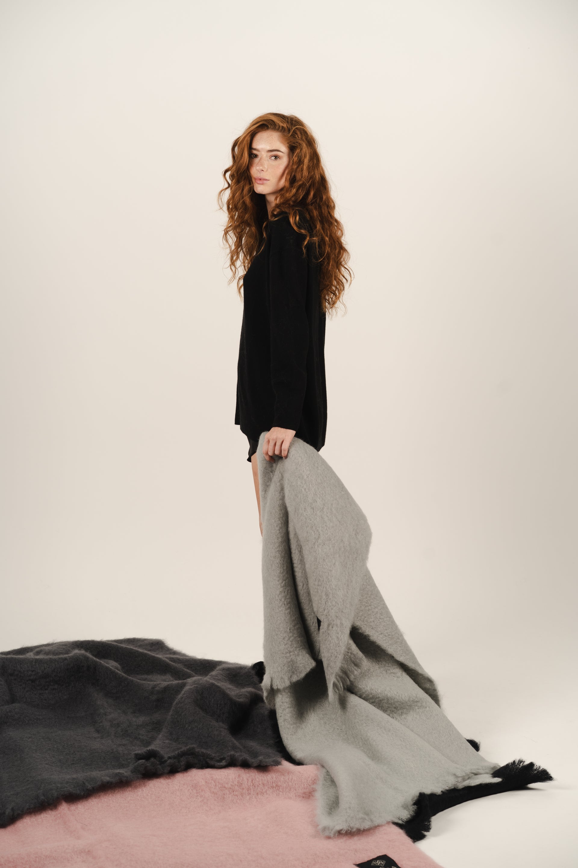 Soft Grey Mohair Blanket