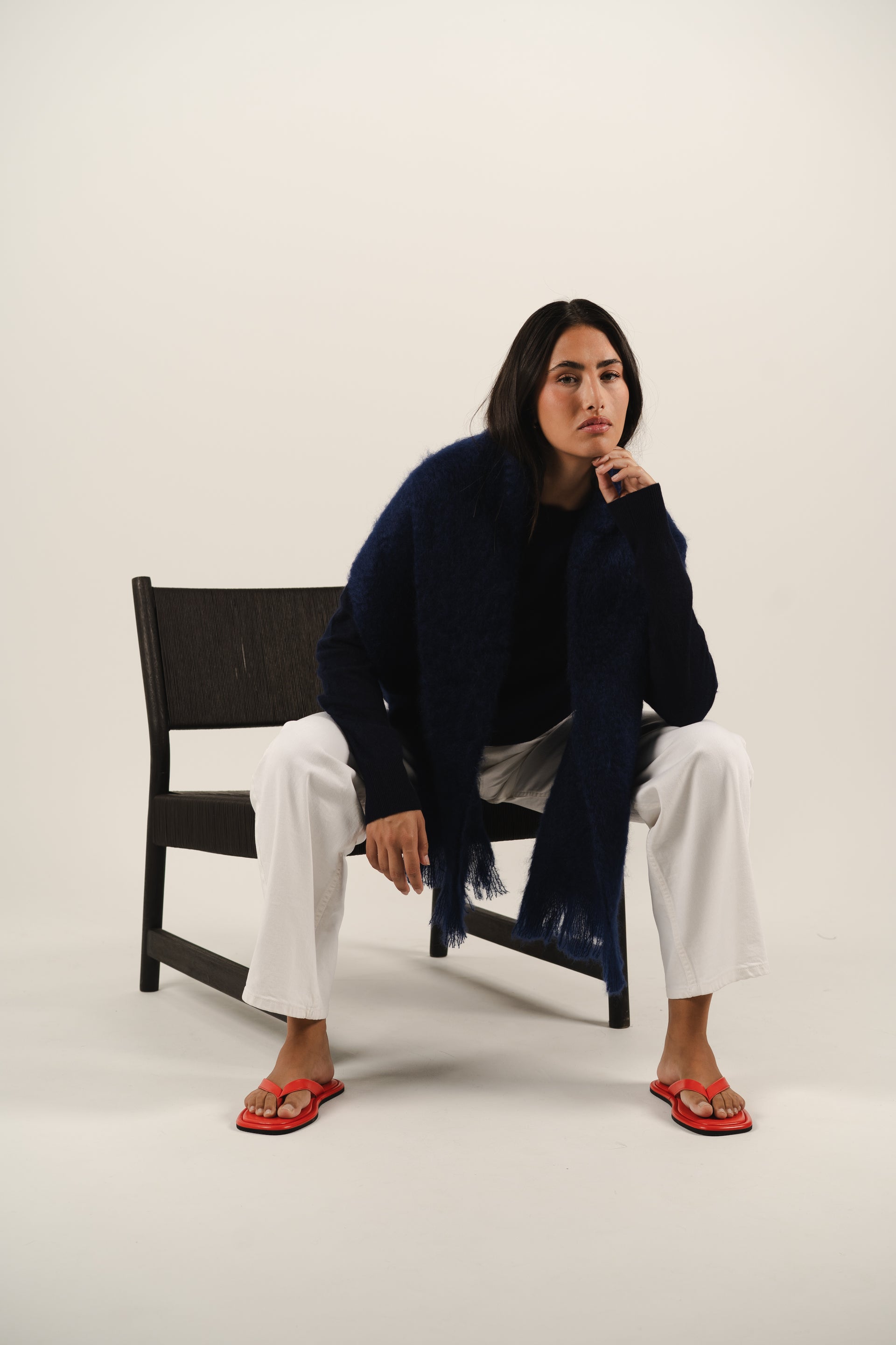 Midnight Blue Mohair Scarf