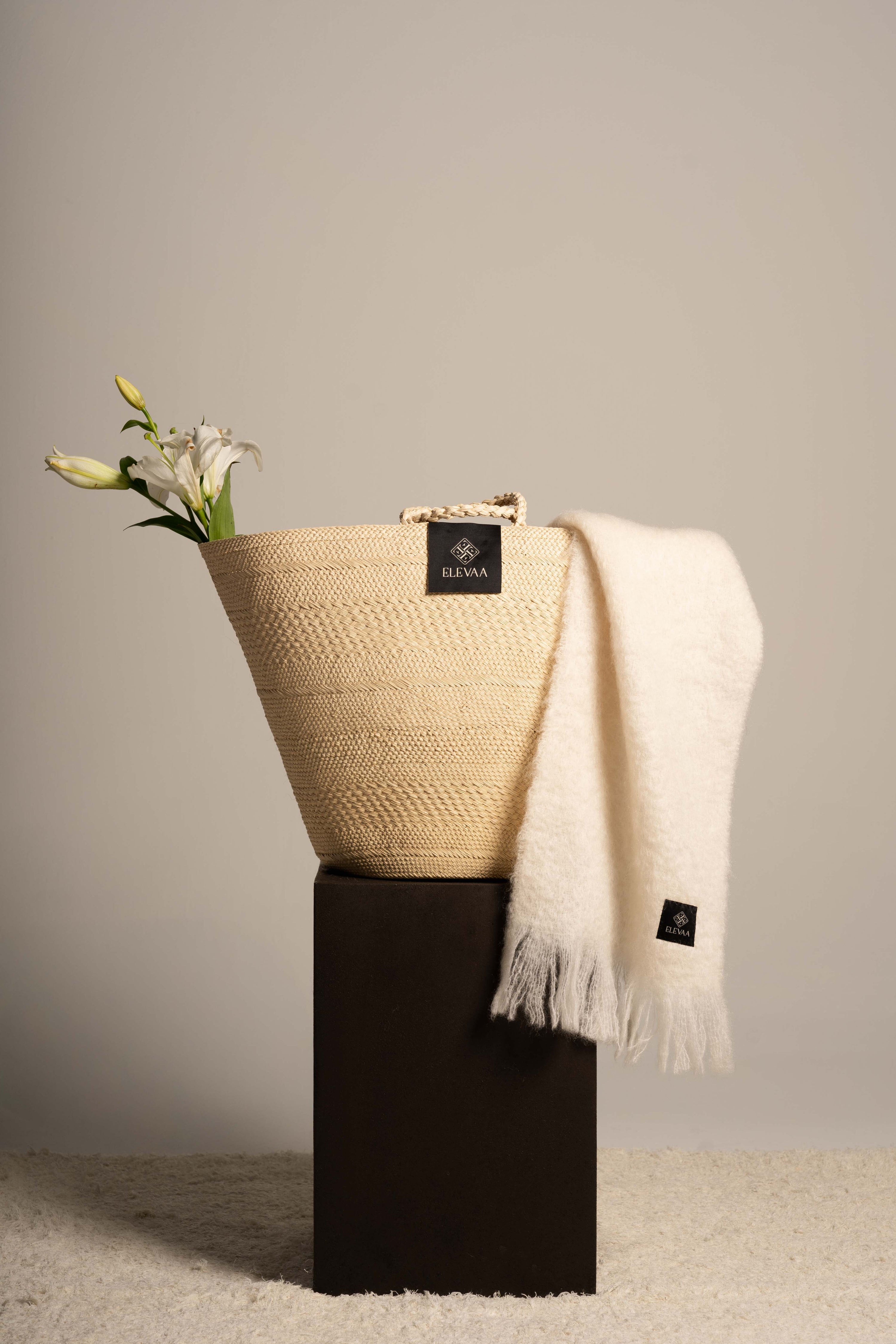 SCARF 185 CM IN CAMEL BEIGE MOHAIR AND WOOL 413754